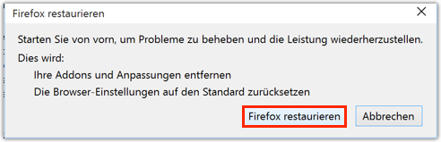 Firefox Zurücksetzen Bestätigen