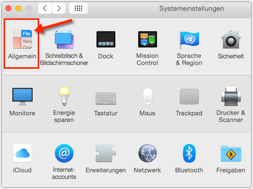 Mac OS X Systemeinstellungen Allgemein
