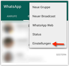 WhatsApp Einstellungen oeffnen