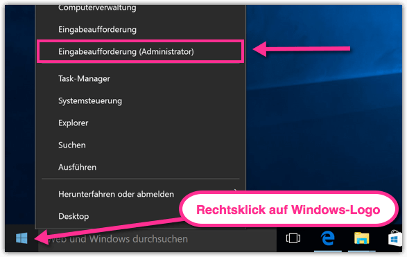 Windows 10 Eingabeaufforderung als Admin öffnen