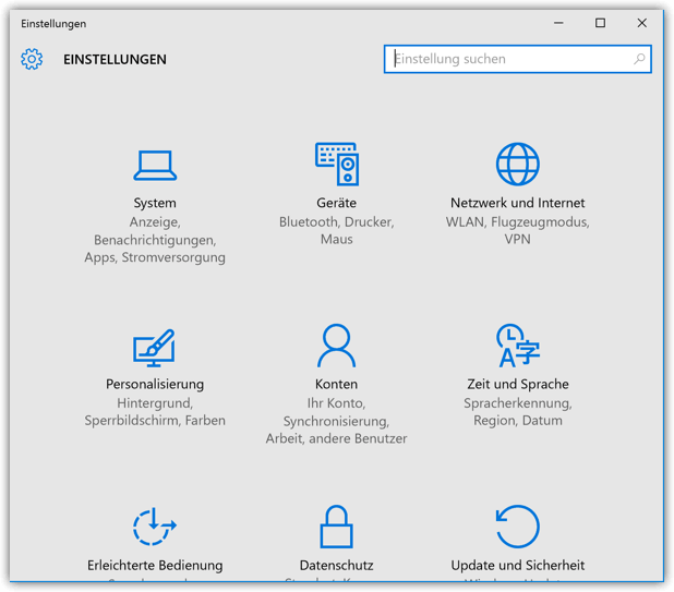Windows 10 Einstellungen