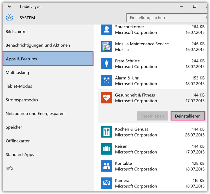 Windows 10 Apps und Programme deinstallieren