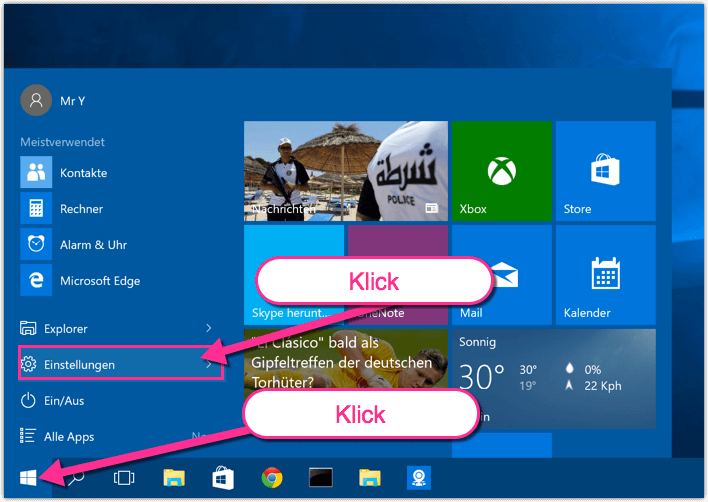 Windows 10 Einstellungen neu