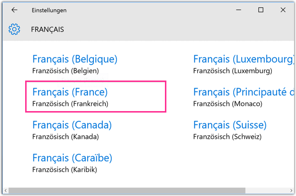 Windows 10 Franzoesisch als sprache