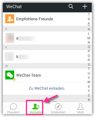 WeChat Kontakte bei Android