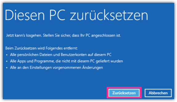 Windows 10 Diesen PC Zuruecksetzen Konten loeschen
