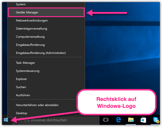 Windows 10 Geräte Manager öffnen