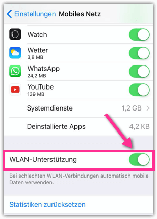 iPhone WLAN Unterstützung WLAN WiFi Assist