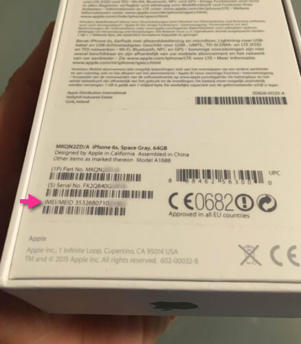 iPhone IMEI und Seriennummer auf der Verpackung
