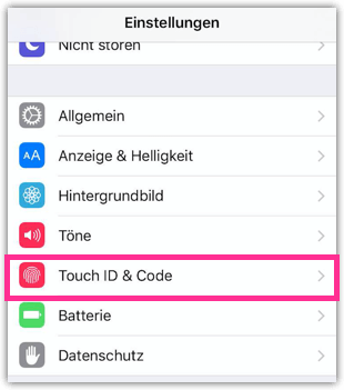 iPhone Touch-ID und Code