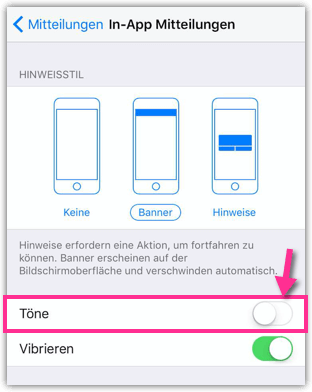 iPhone WhatsApp In-App Benachrichtigungen wurden deaktiviert