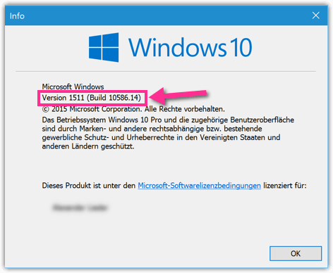 Windows Version und Build-Number