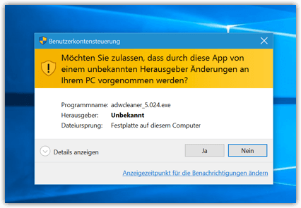 Windows 10 Benutzerkontensteuerung Warnung