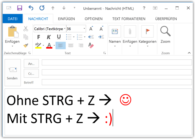 STRG + Z Outlook