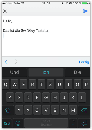 SwiftKey Tastatur Screenshot auf dem iPhone