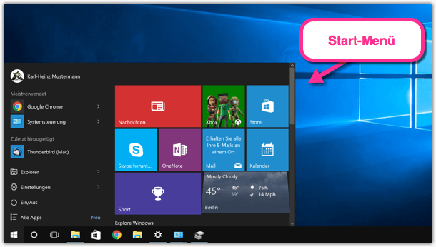 Windows 10 Start Menü